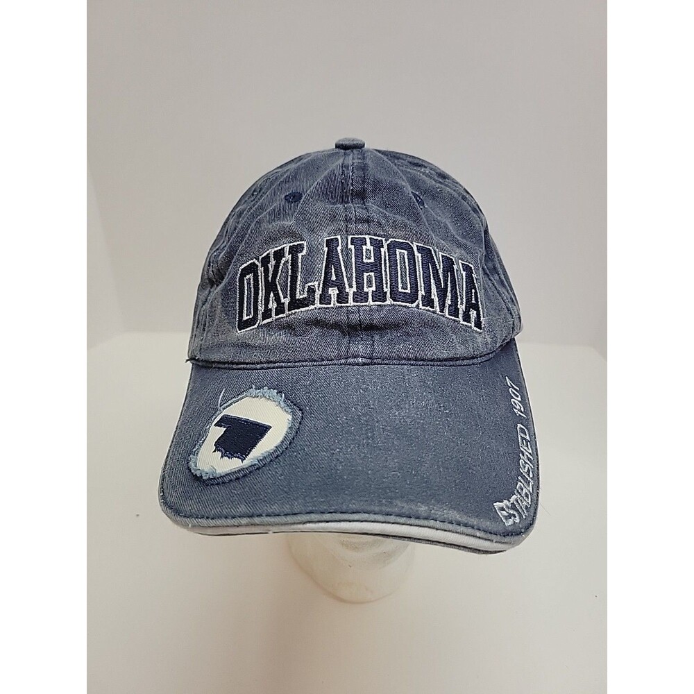 Oklahoma Hat Cap Strap Back Blue Est 1907 One Size State Adjustable